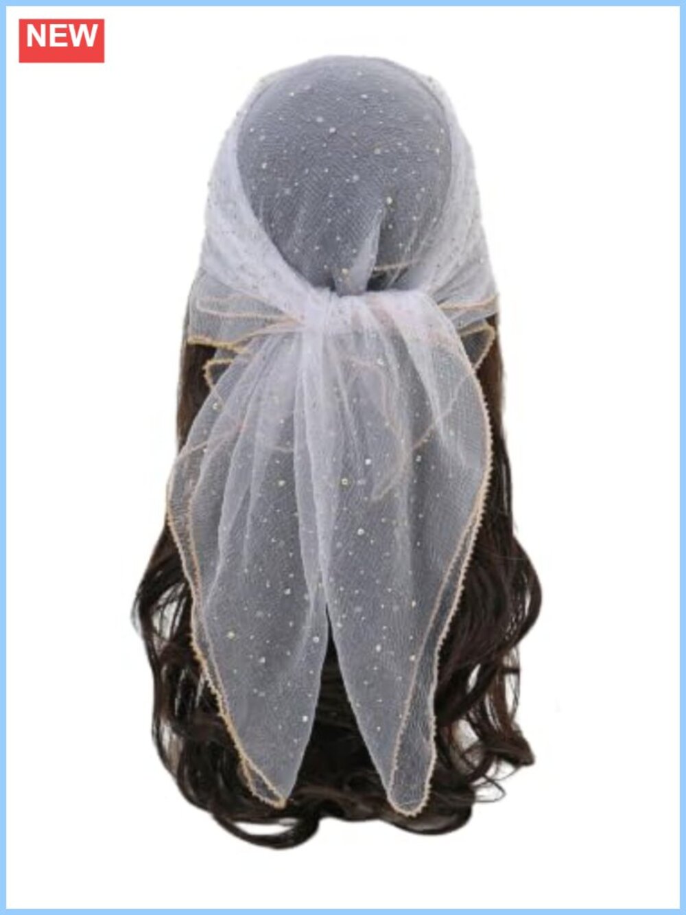 Sequin Mesh Sheer Bandana Square Hair Glitter Wrap Scarf